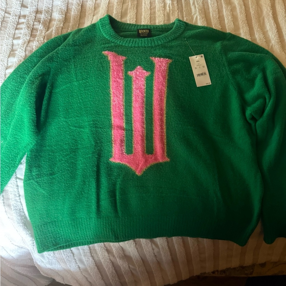 Target Green Sweater with Pink Design